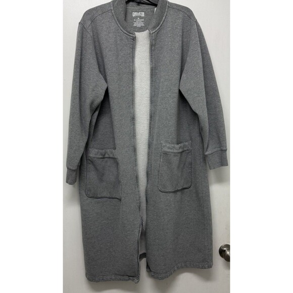 Duluth Trading M Stadium Jacket Sweatshirt Parka Duster Long Full Zip Athleisure - Picture 1 of 6